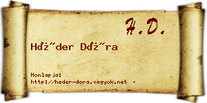 Héder Dóra névjegykártya